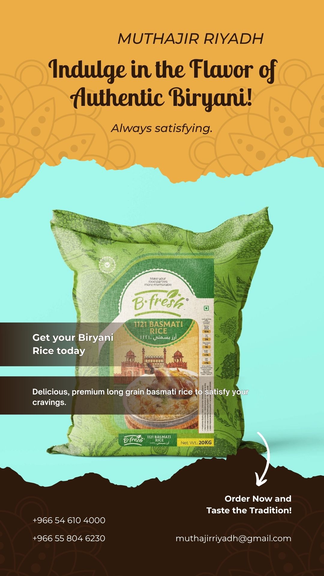 Brown & Yellow Minimalist Food Promotion Biryani Rice Instagram Story - 1
